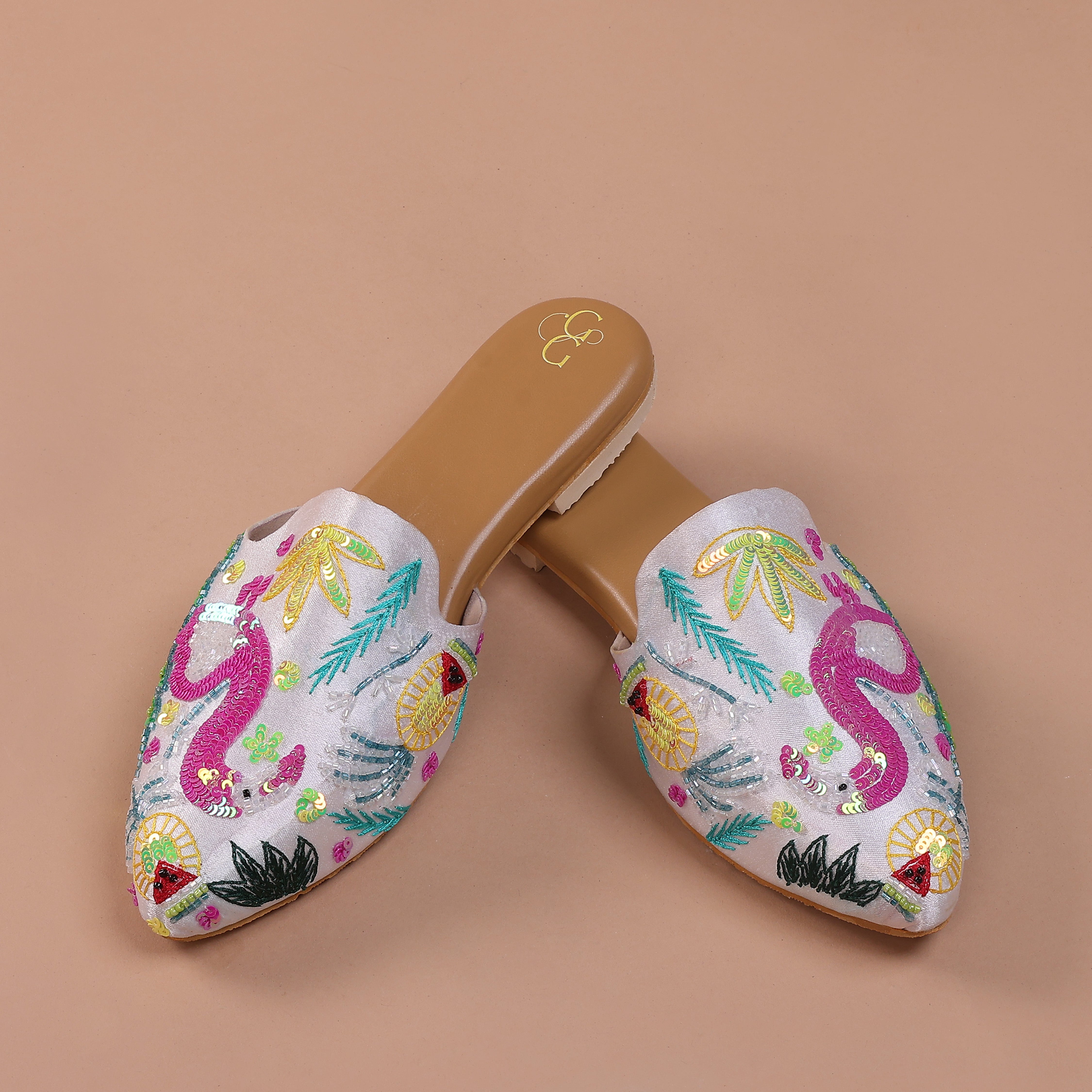 Fab Flamingo Sequence Work Mules