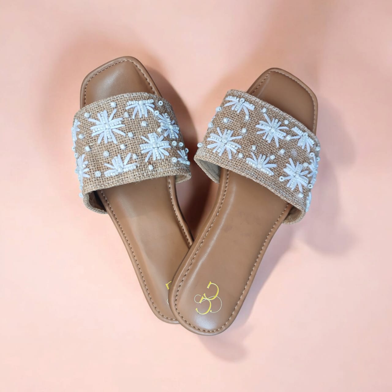 Embroidered & beaded jute flats