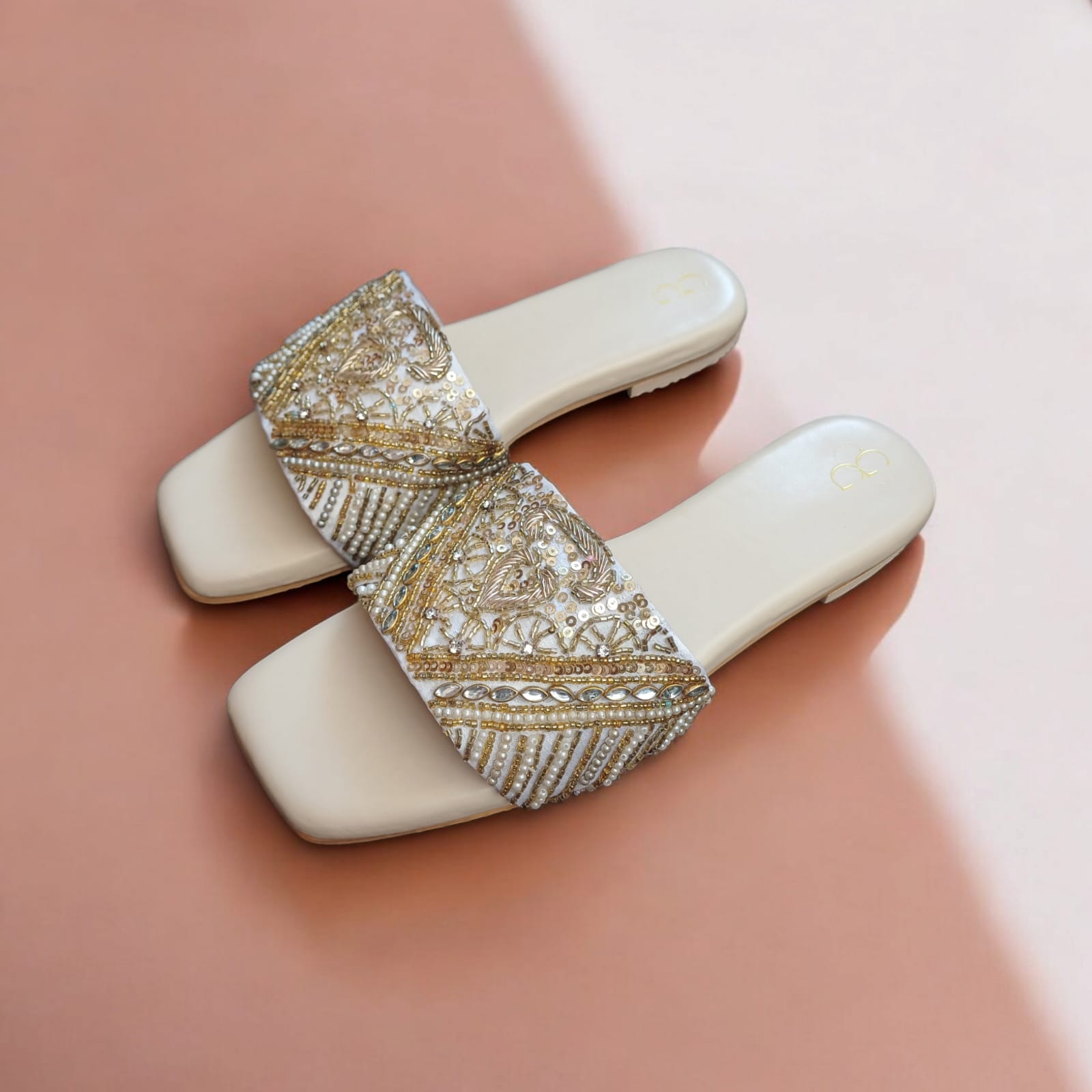 Beautiful ethnic womens open toe flats